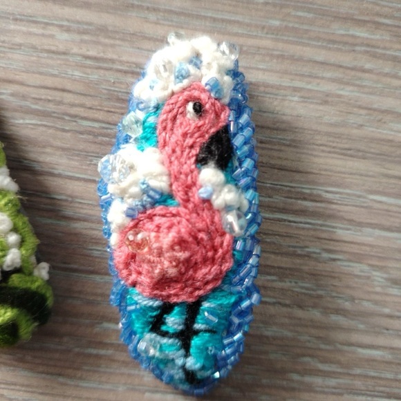 Rabbit Embroidery Hair Clips - Picture 1 of 3